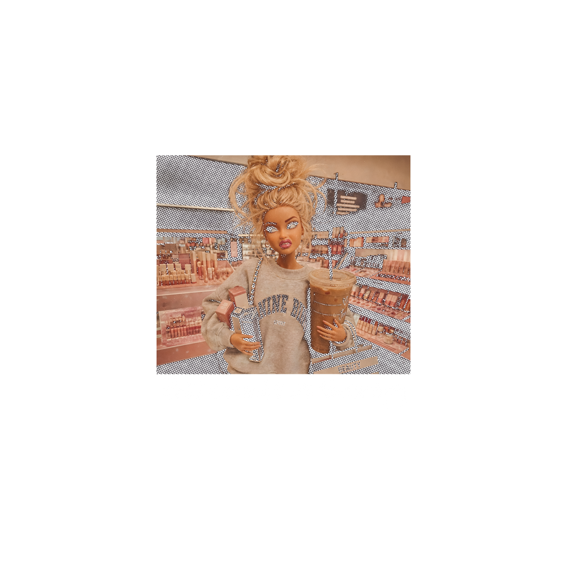 Retail Therapy Doll & Iced Coffee DTF Transfer