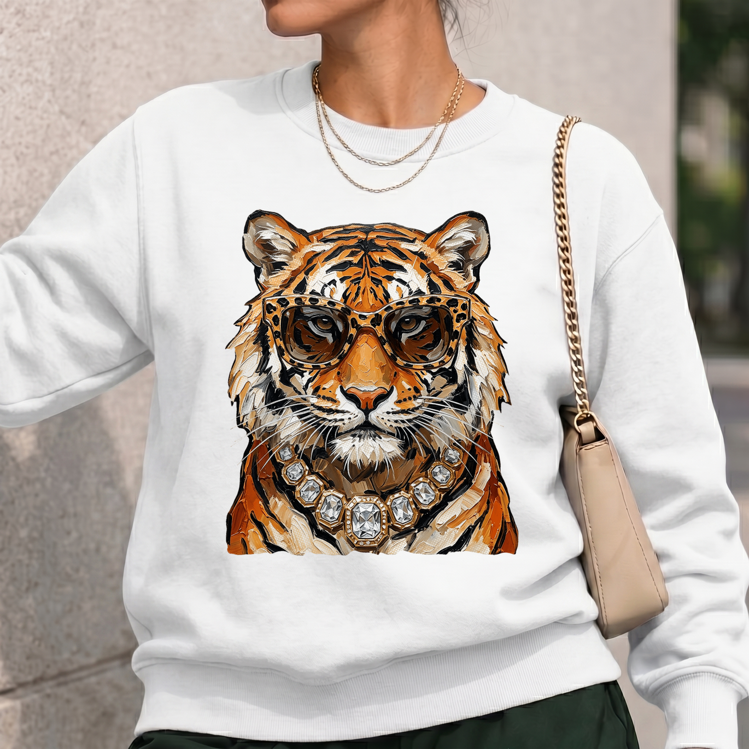 Glam Tiger oil-paint brushstrokes - DTF Transfer