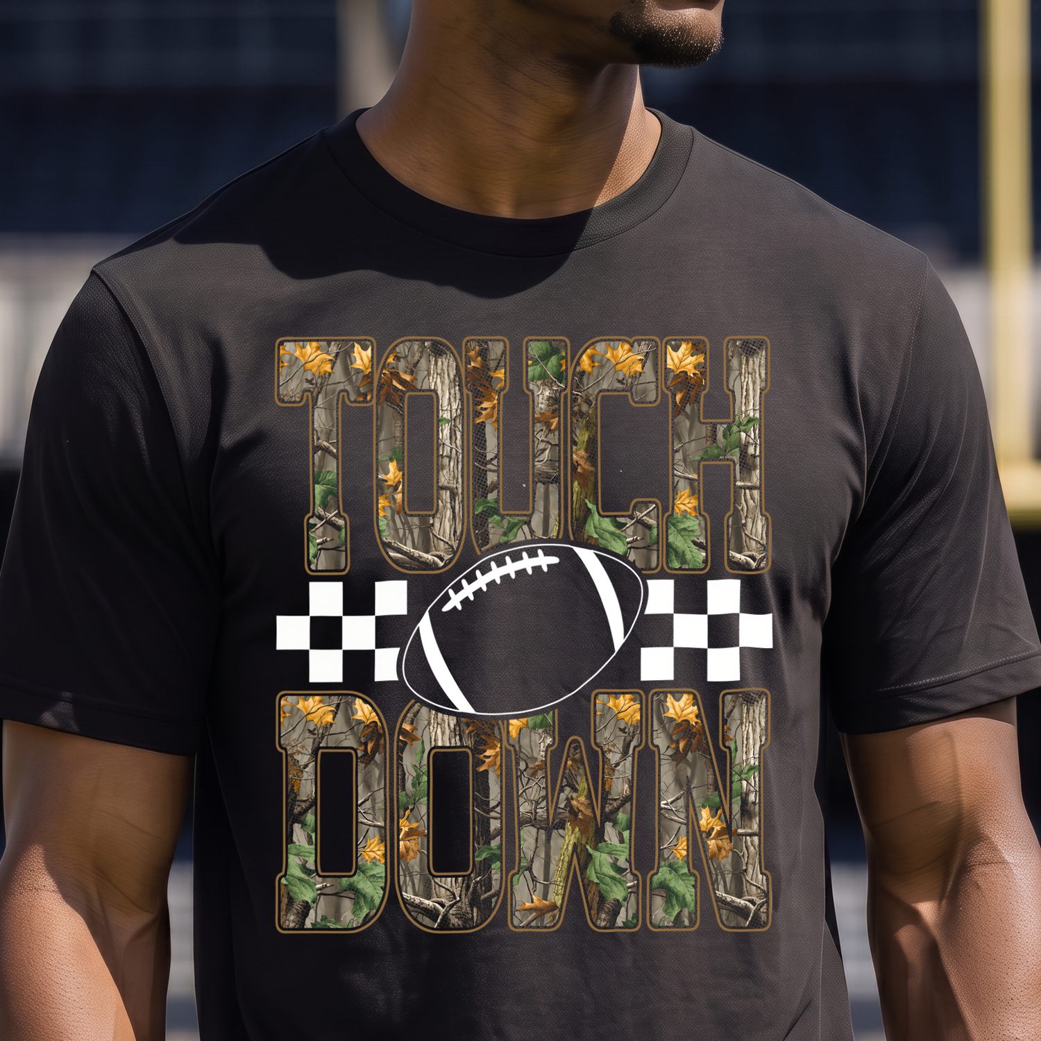 RealTree Wooded Camo & Grid Football - DTF Transfer