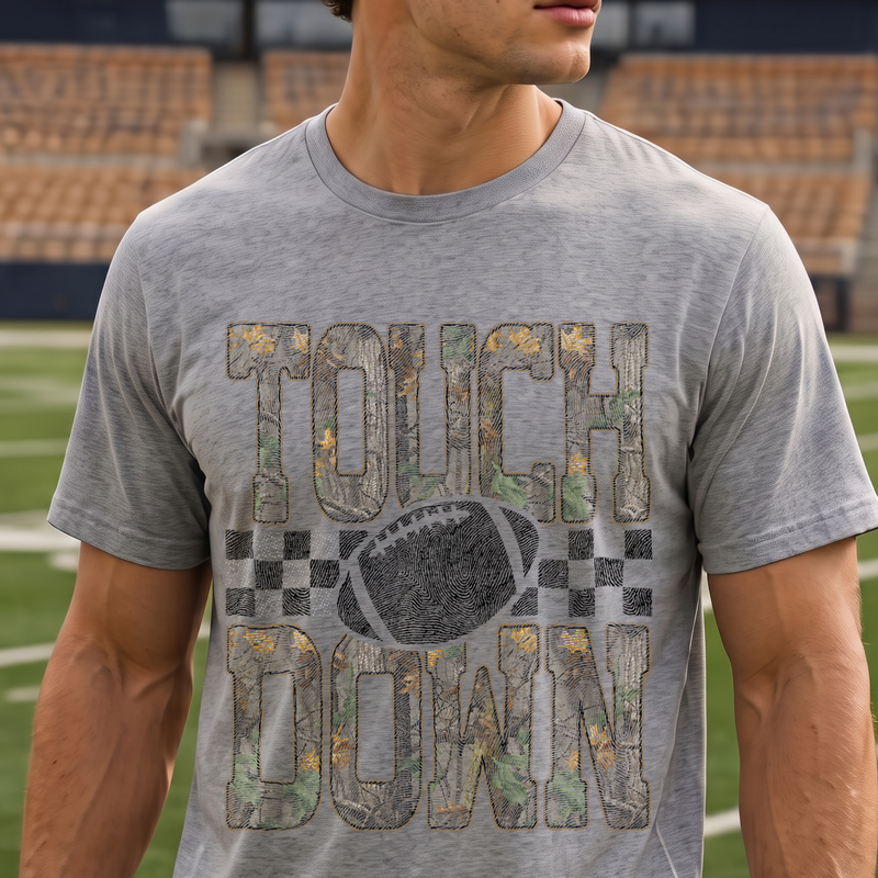 RealTree Wooded Camo & Grid Football - DTF Transfer