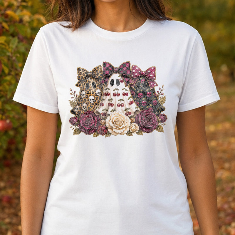Triple Cherry & Leopard Bow Ghosts - DTF Transfer