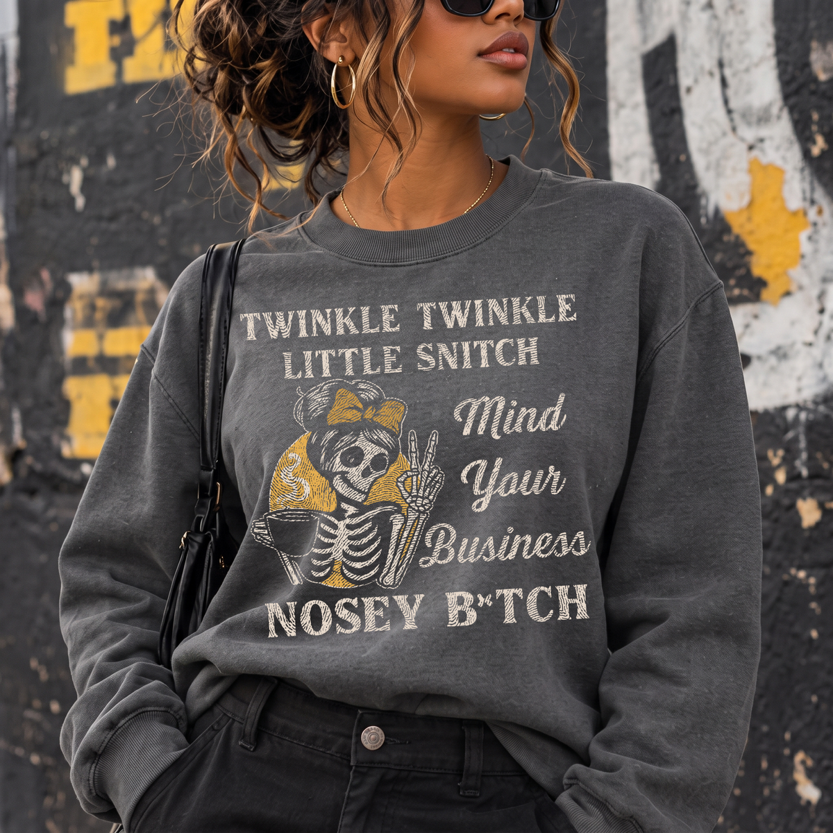Messy Bun, Peace Sign & Autumn Vibe DTF Transfer