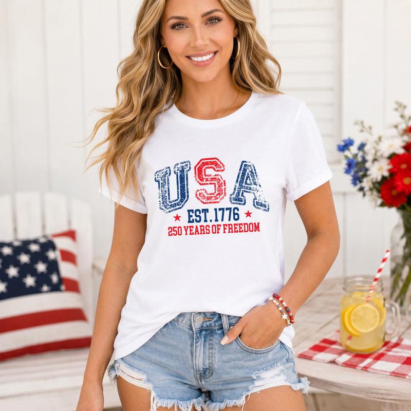 The USA 250 Semiquincentennial Varsity - DTF Transfer