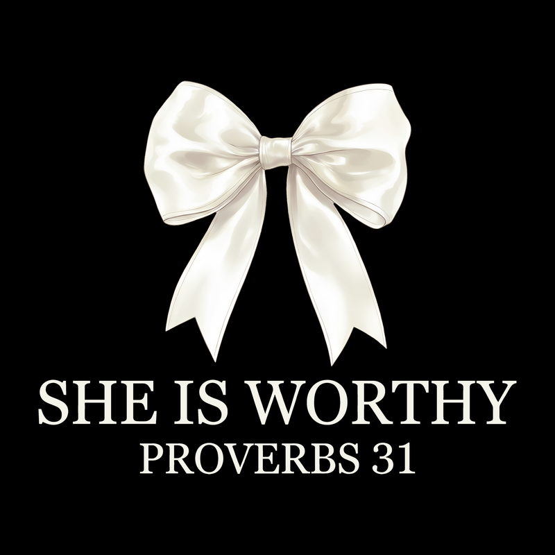 She Is Worthy Ivory Bow - DTF Transfer