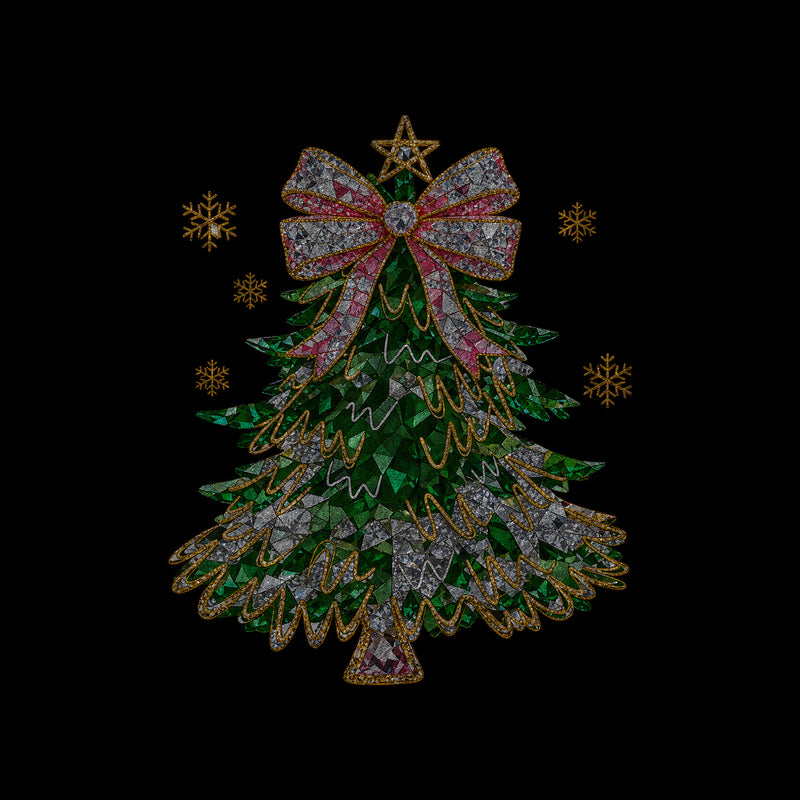 Faux Jeweled Bedazzled Coquette Christmas Tree - DTF Transfer
