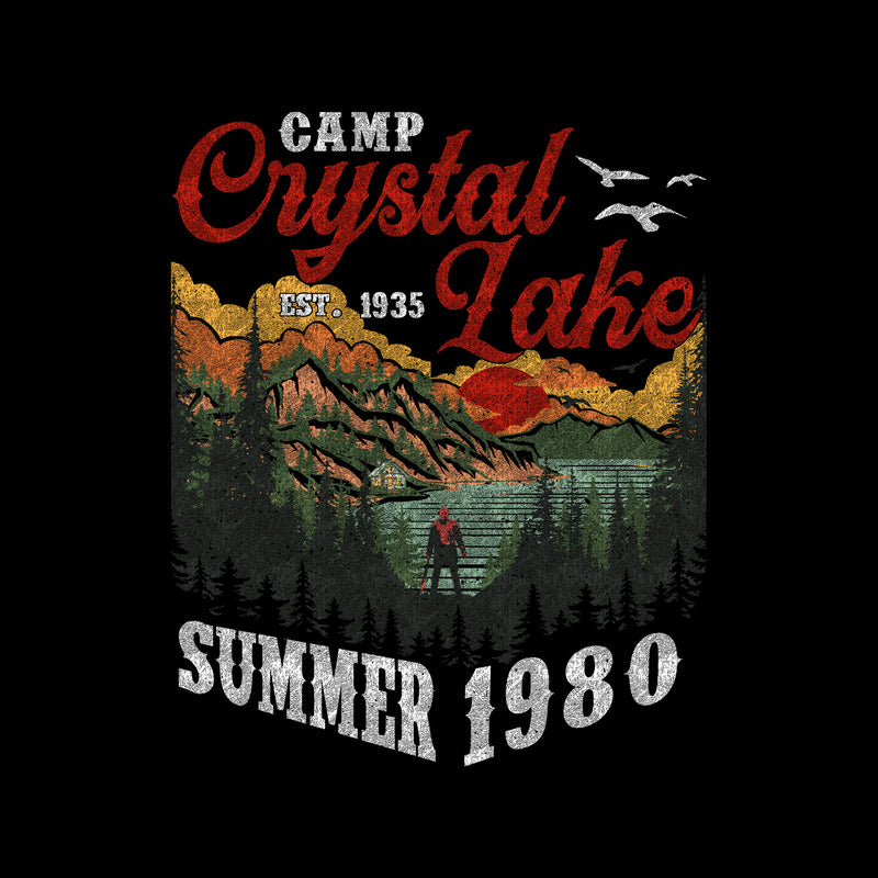 Camp Crystal Lake Summer 1980: Front - Mask & Machetes & Back - Vintage Landscape - DTF Transfer Set