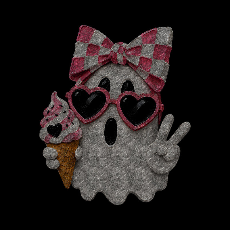 Cute Pink Bow Ghost & Ice Cream - DTF Transfer