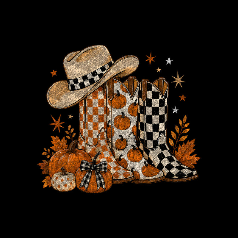 Fall Cowboy Boots & Pumpkins - DTF Transfer