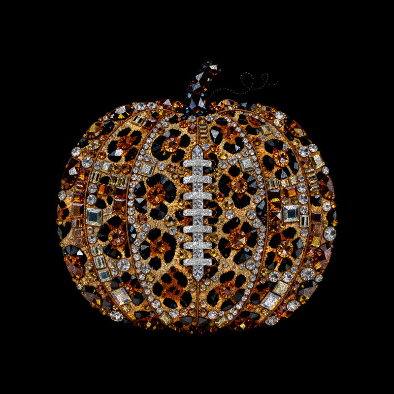 Faux Gemstone Leopard Football Pumpkin: Game Day - DTF Transfer