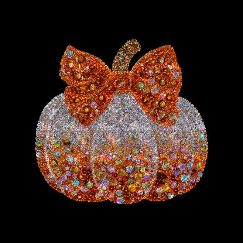 Faux Gemstone Pumpkin With Bow - DTF Transfer