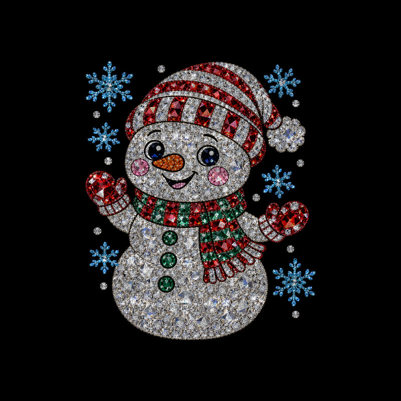 Gemstone Snowman: Beaded Rhinestone & Winter Wonderland - DTF Transfer