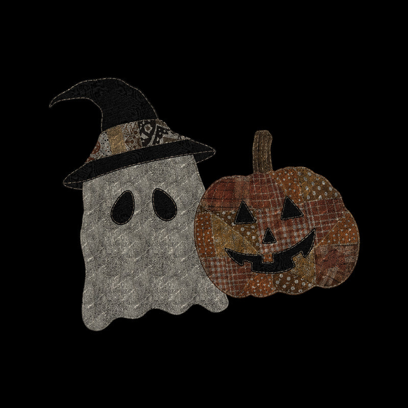 Faux Quilted Ghost & Patchwork Pumpkin - DTF Transfer