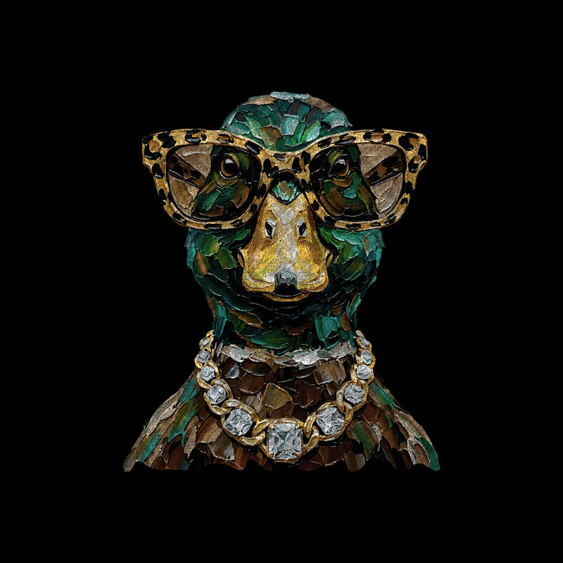 Glam Mallard Duck: Leopard Sunglasses & Diamond Chain Outdoor - DTF Transfer