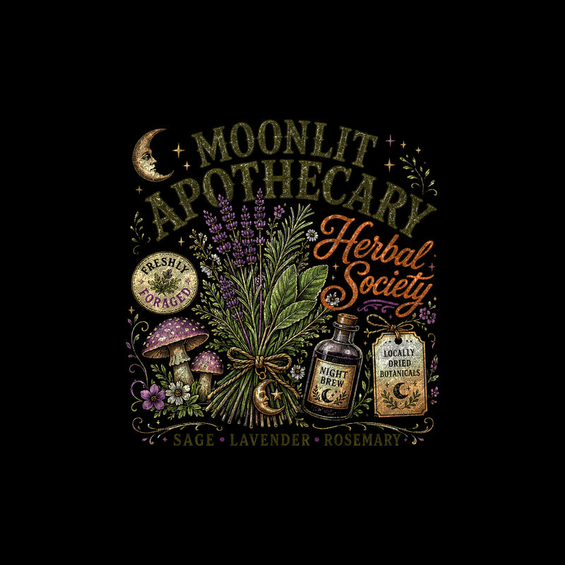 Moonlit Apothecary Herbal Society: Vintage Botanical DTF Transfer
