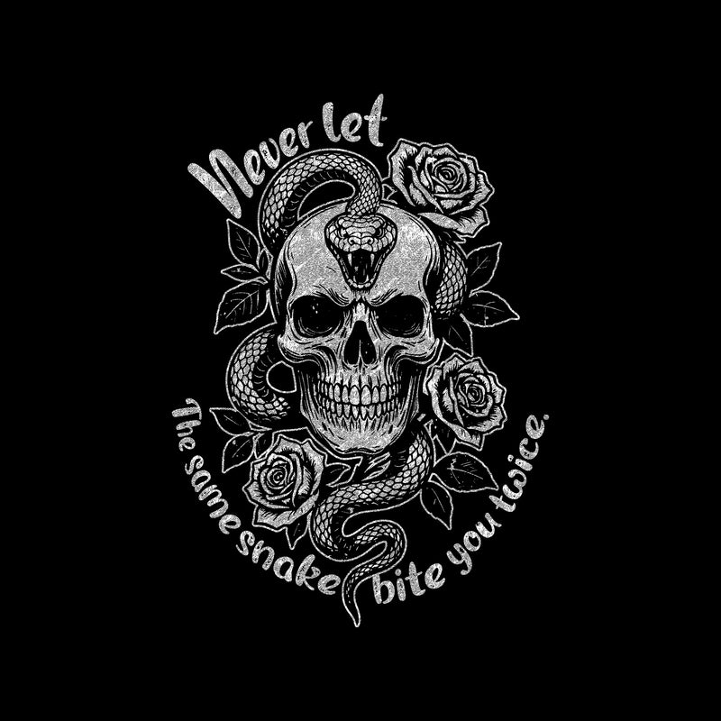 Never Let The Same Snake Bite You Twice: Traditional Tattoo Skull & Serpent - DTF Transfer