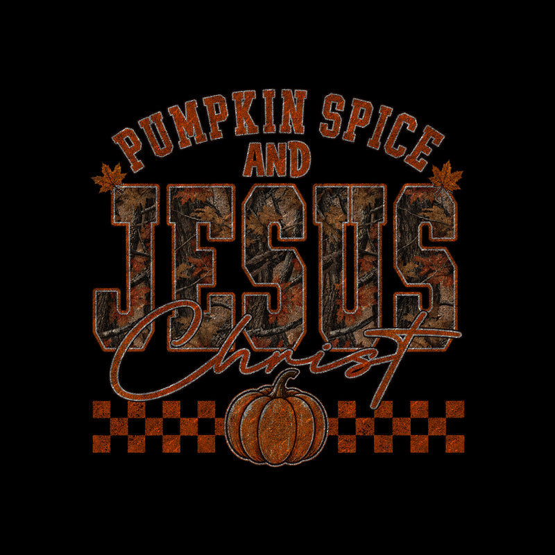 Pumpkin Spice & Jesus Christ: Camo Autumn Faith - DTF Transfer