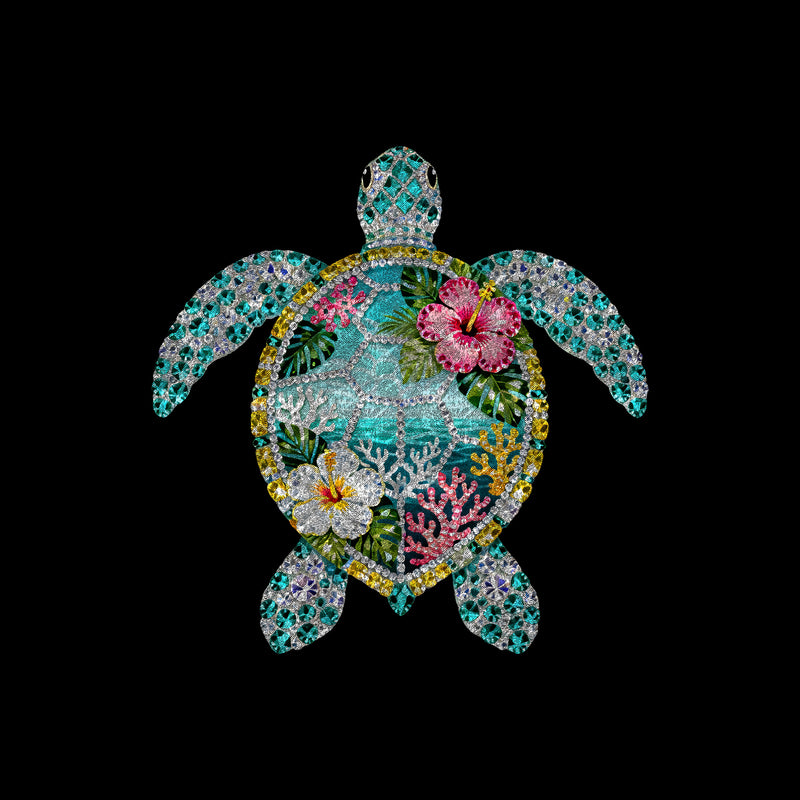 Faux Rhinestone Glimmering Sea Turtle - DTF Transfer