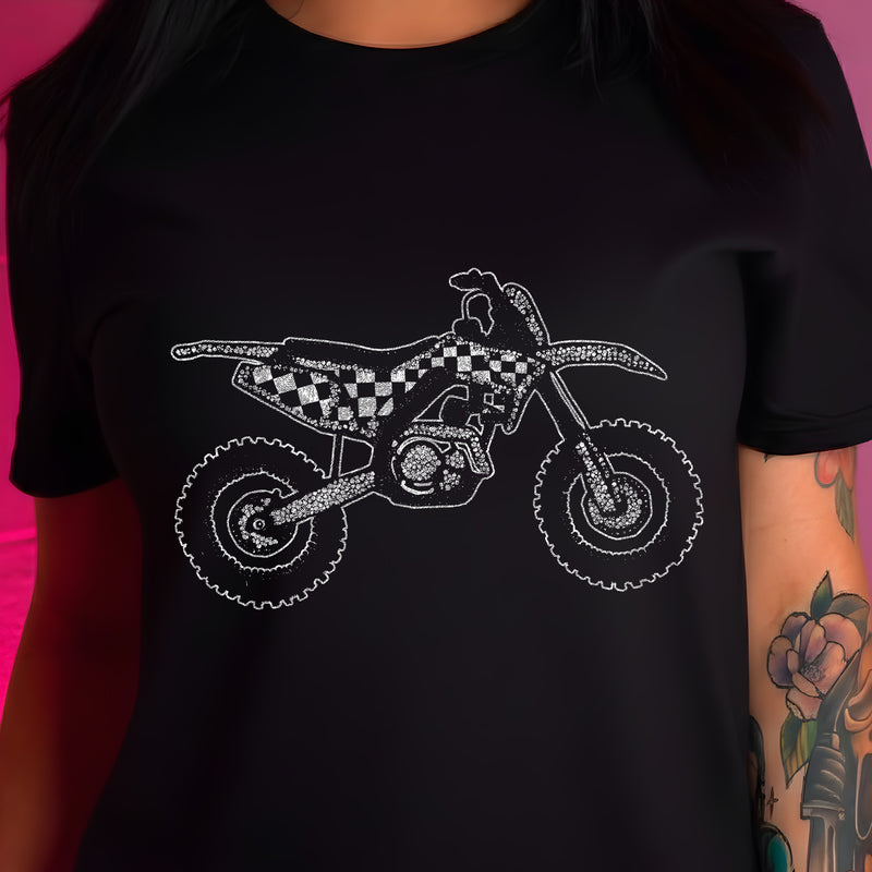 Faux Rhinestone Dirt Bike - DTF Transfer
