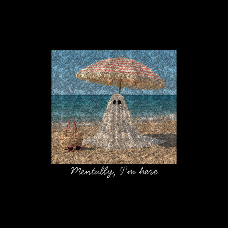 Mentally, I'm Here Sparkly Ghost - DTF Transfer