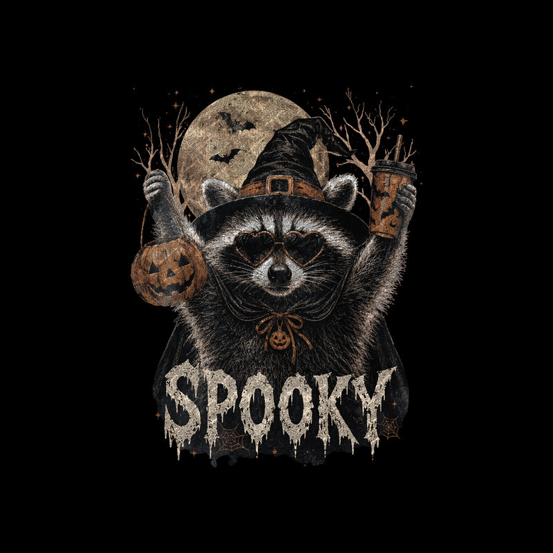 Spooky Witch Raccoon & Iced Coffee - DTF Transfer