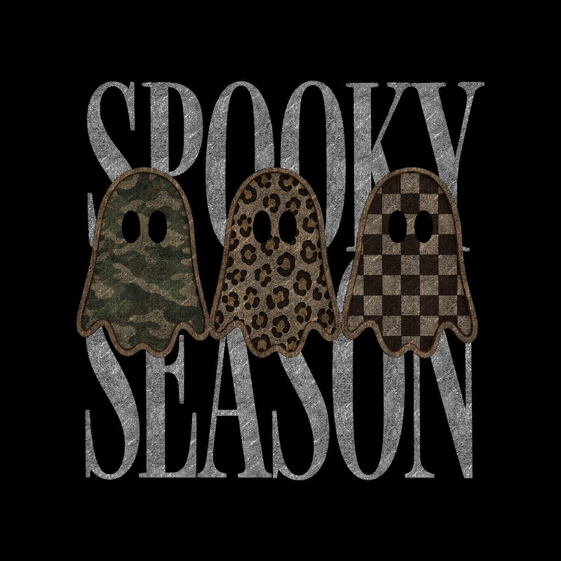 Spooky Season Ghosts: Camo, Leopard &amp; Checkerboard Trio - DTF Transfer