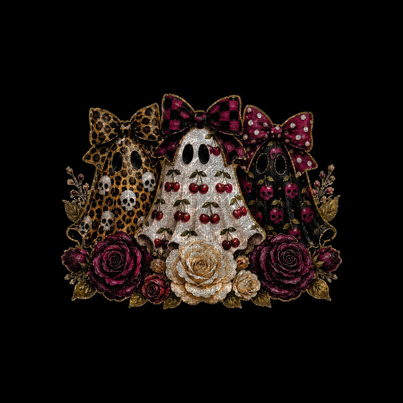 Triple Cherry & Leopard Bow Ghosts - DTF Transfer