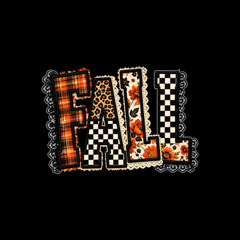 Faux Lace Patchwork Checkered Fall - DTF Transfer