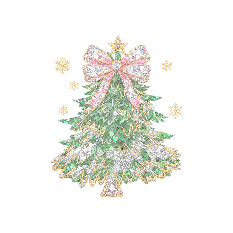 Faux Jeweled Bedazzled Coquette Christmas Tree - DTF Transfer