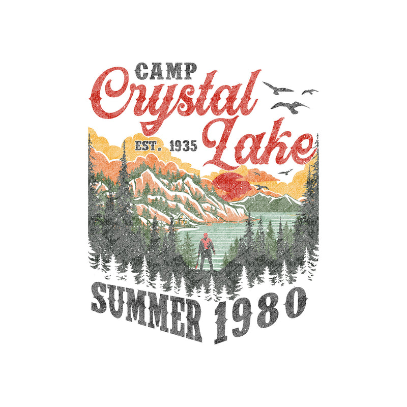 Camp Crystal Lake Summer 1980: Front - Mask & Machetes & Back - Vintage Landscape - DTF Transfer Set