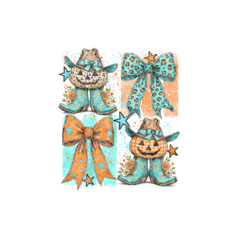 Fall Bows & Boots Western Collage - DTF Transfer