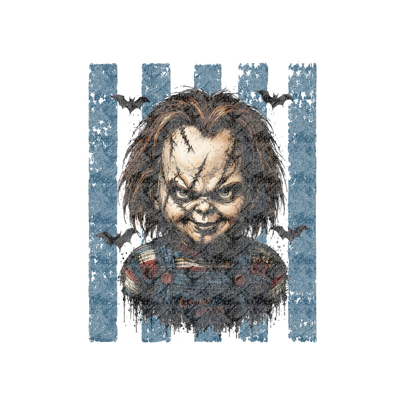 Striped With Bats - Chucky - DTF Transfer