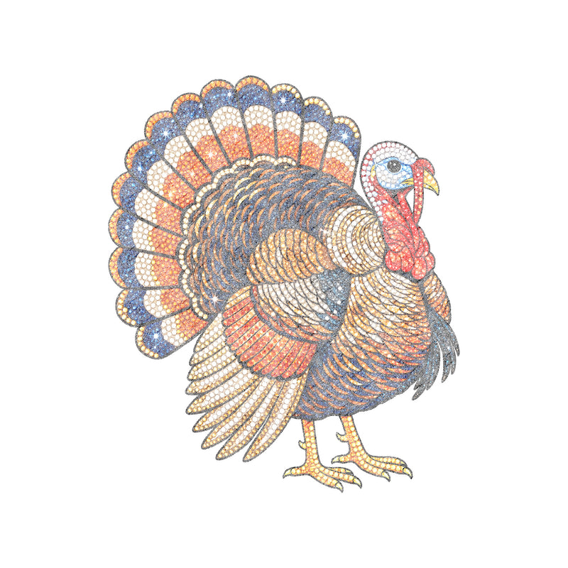 Faux Bedazzled Turkey: Shimmering Rhinestone Style Thanksgiving - DTF Transfer