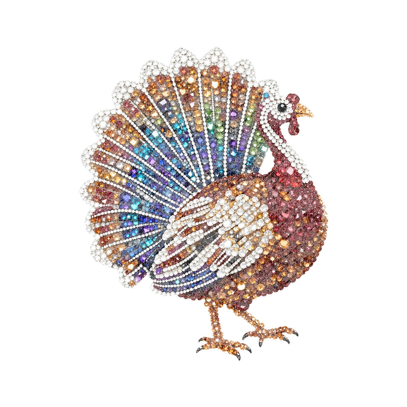 Faux Gemstone Turkey: Beaded Rhinestone & Autumn Glam Thanksgiving - DTF Transfer