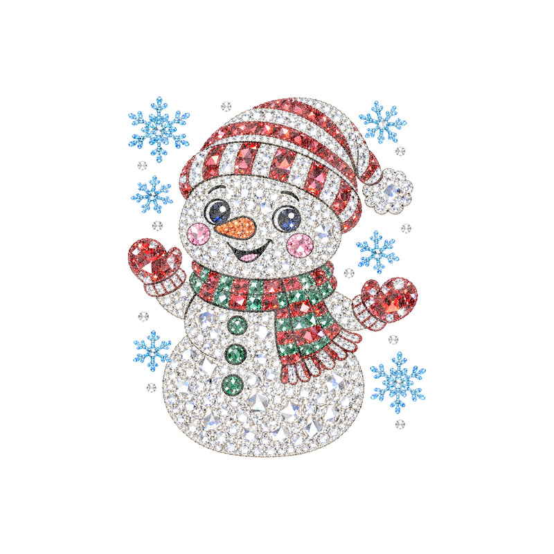 Gemstone Snowman: Beaded Rhinestone & Winter Wonderland - DTF Transfer