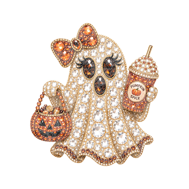 Faux Gemstone Ghost With Pumpkin Spice - DTF Transfer