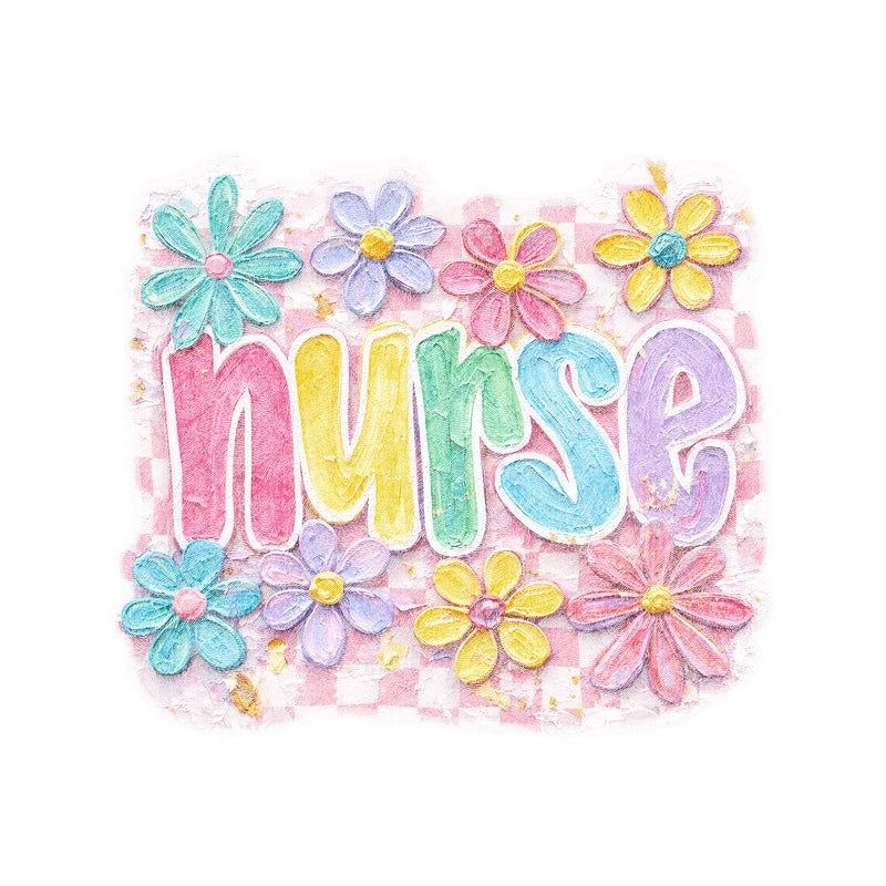 Faux Oil-Painted Floral Nurse - DTF Transfer