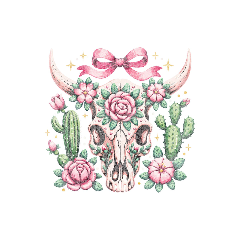 Desert Coquette Floral Bull Skull - DTF Transfer