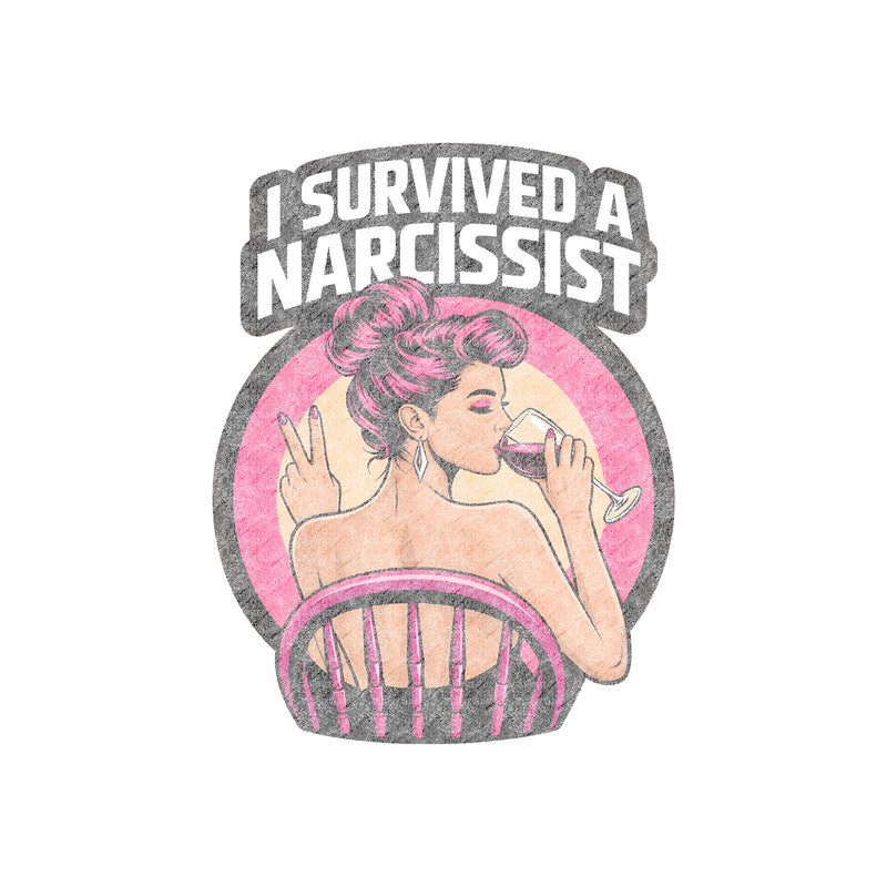 I Survived A Narcissist: Pop Art Wine & Peace Sign - DTF Transfer