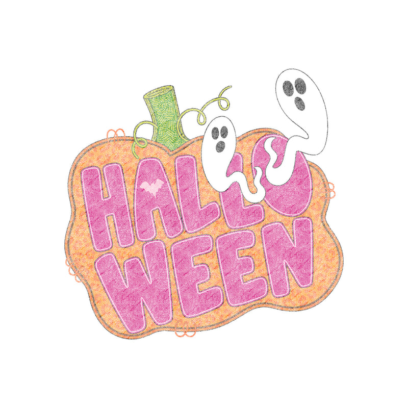 Pink Halloween Leopard Pumpkin & Ghosts - DTF Transfer