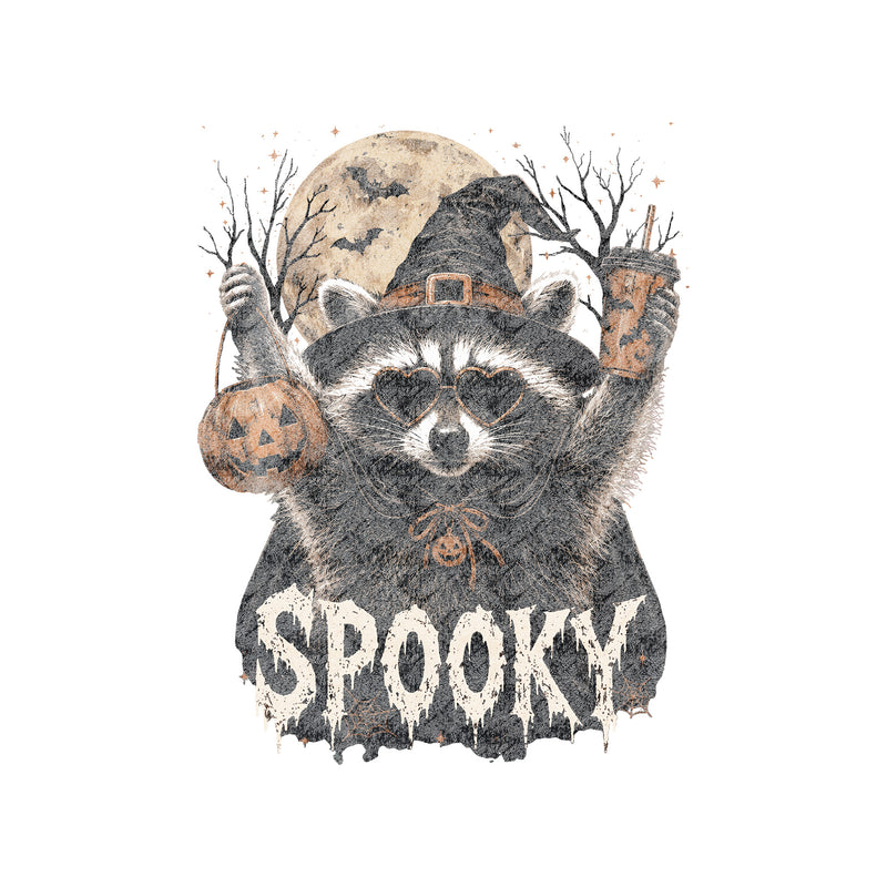 Spooky Witch Raccoon & Iced Coffee - DTF Transfer
