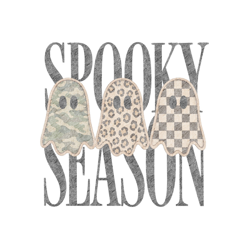 Spooky Season Ghosts: Camo, Leopard &amp; Checkerboard Trio - DTF Transfer