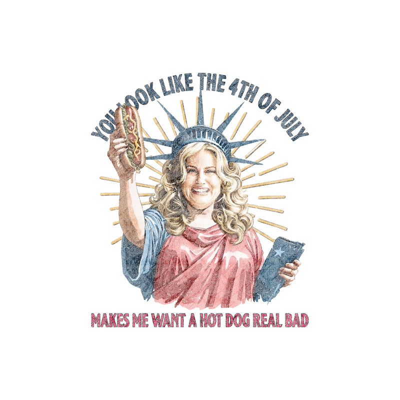 Statue Of Liberty 4th Of July Hot Dog - DTF Transfer