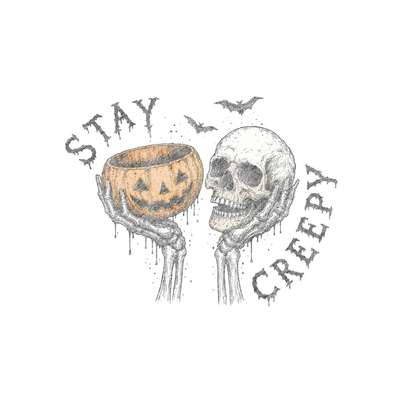 Stay Creepy, Skull & Pumpkin -  DTF Transfer
