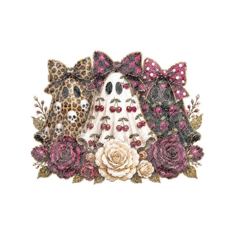 Triple Cherry & Leopard Bow Ghosts - DTF Transfer