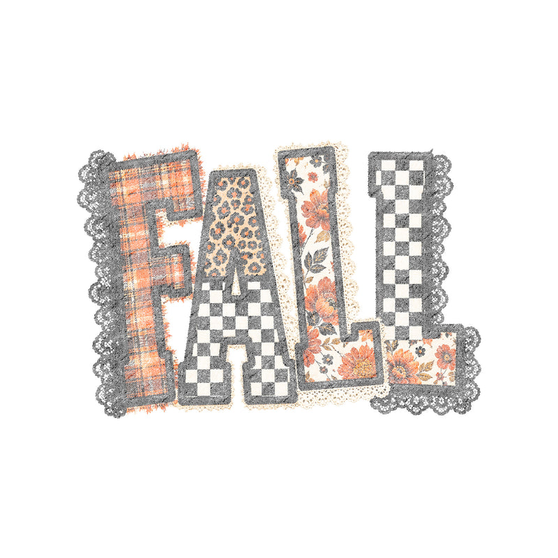 Faux Lace Patchwork Checkered Fall - DTF Transfer