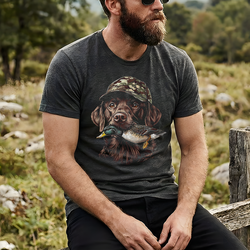 Tactical Good Boy: The Chocolate Lab & Mallard Loadout - DTF Transfer