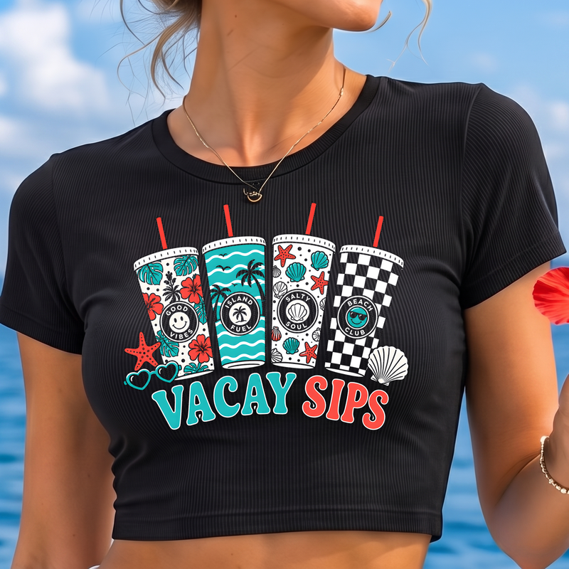 Vacay Sips Retro Summer Tumbler - DTF Transfer