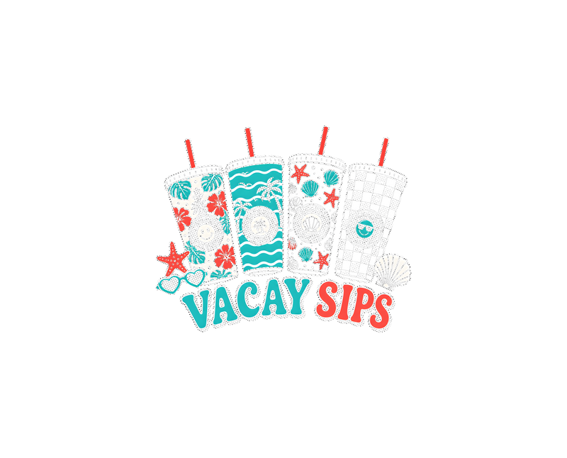 Vacay Sips Retro Summer Tumbler - DTF Transfer