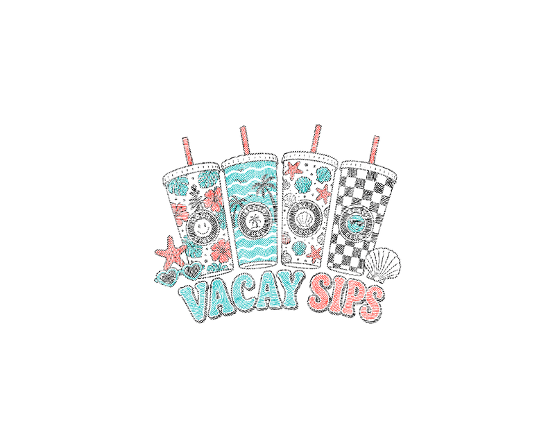 Vacay Sips Retro Summer Tumbler - DTF Transfer