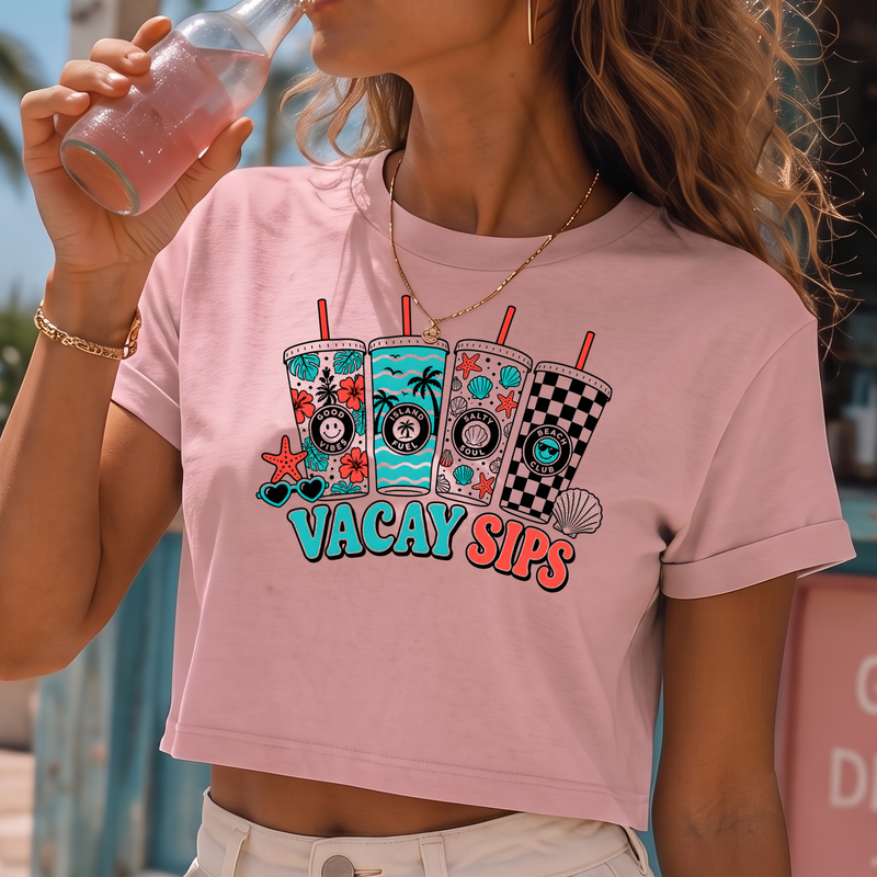 Vacay Sips Retro Summer Tumbler - DTF Transfer
